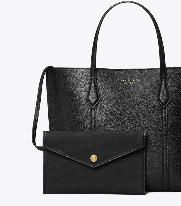 Tory Burch designer tote bags Kleine Perry Tote Bag in Black angle