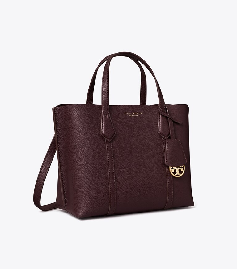 Tory Burch designer tote bags Kleine Perry Tote Bag mit drei Fächern in Albarossa angle