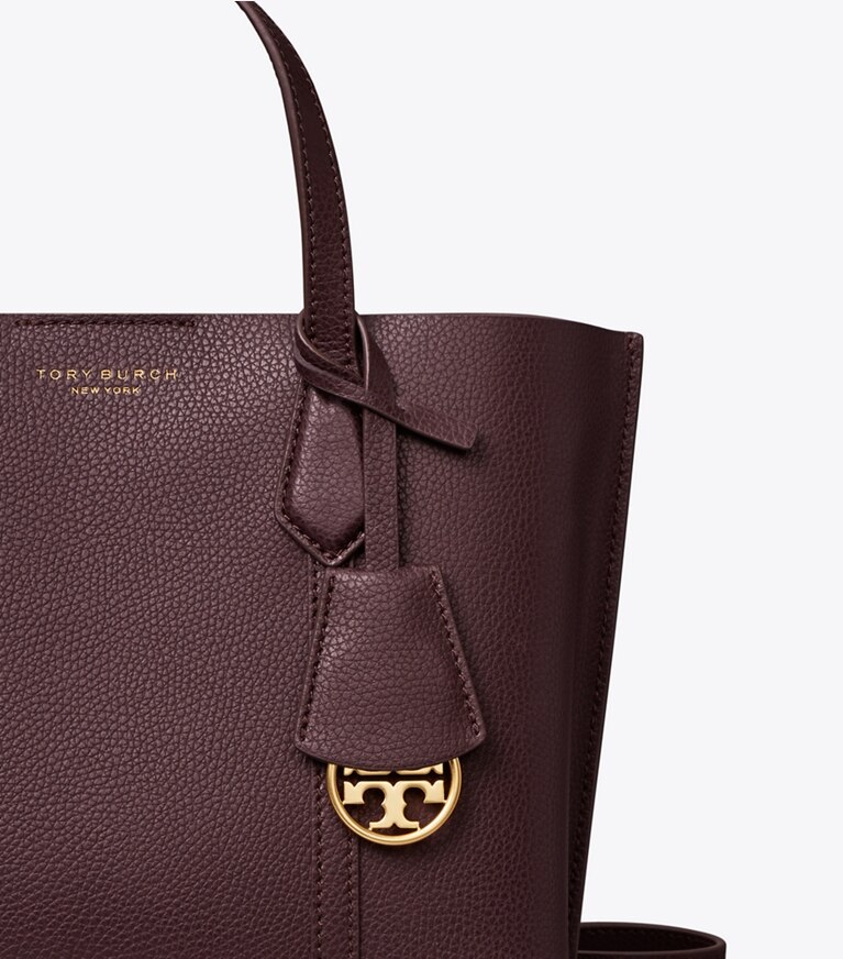 Tory Burch designer tote bags Kleine Perry Tote Bag mit drei Fächern in Albarossa angle