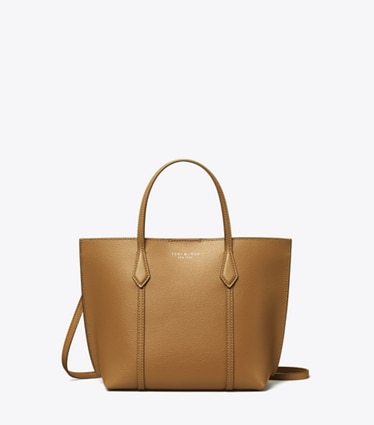 Tory Burch designer tote bags Kleine Perry Tote Bag mit Reißverschluss in Autumn Brown front