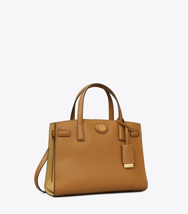 Tory Burch designer henkeltaschen Kleine Robinson Henkeltasche in Tiger'S Eye angle