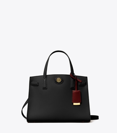 Tory Burch designer henkeltaschen Kleine Robinson Henkeltasche in Black front