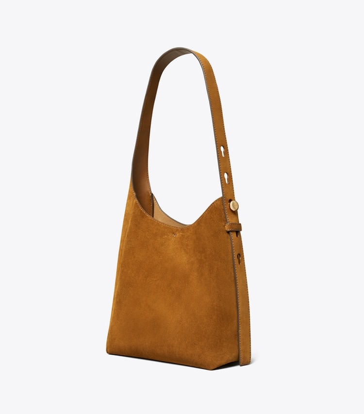 Tory Burch designer hobo bags Kleine Romy Hobo Bag aus Wildleder in Park Bench angle