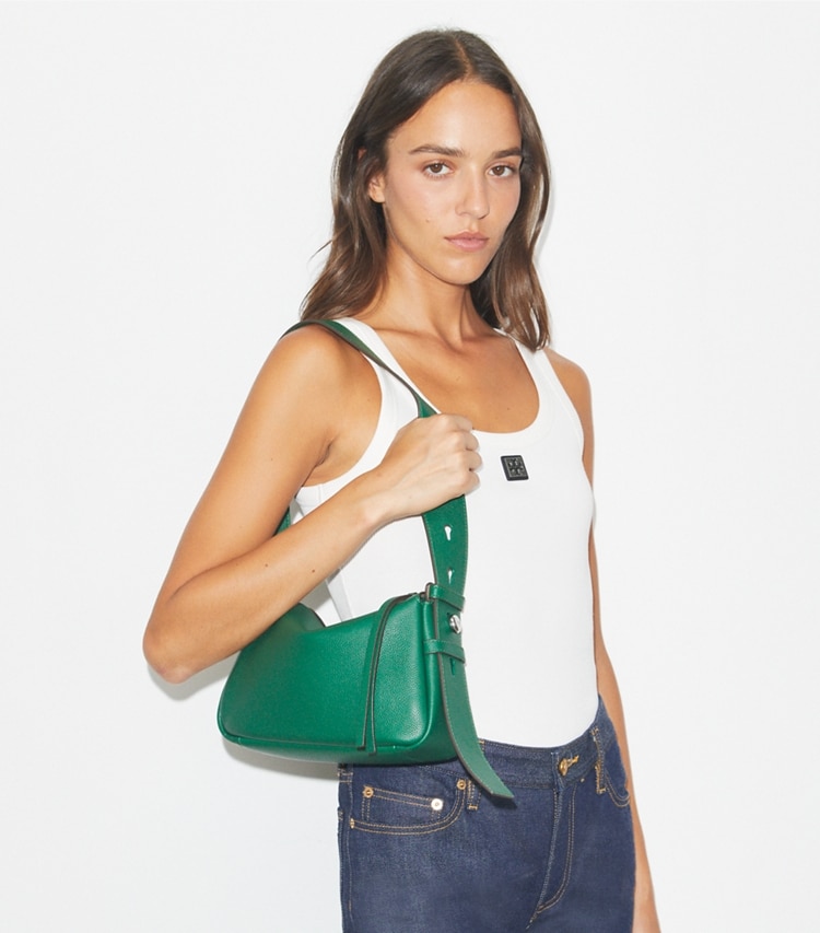 Tory Burch designer schultertaschen Kleine Romy Schultertasche in Dark Kale accessory on model