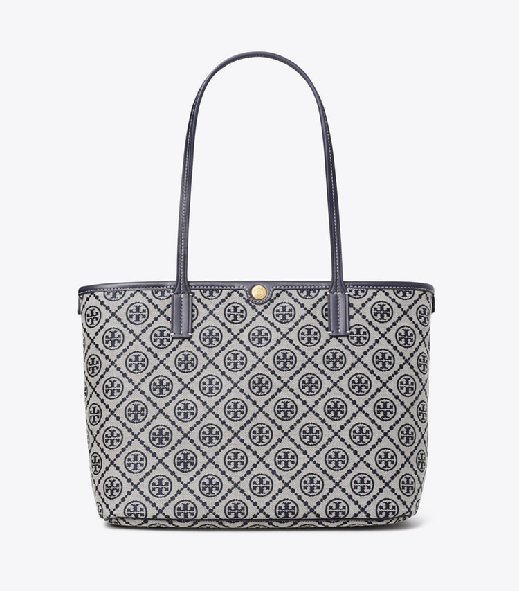 Tory Burch designer tote bags Kleine Tote Bag mit T-Monogramm und Reißverschluss in TORY NAVY front