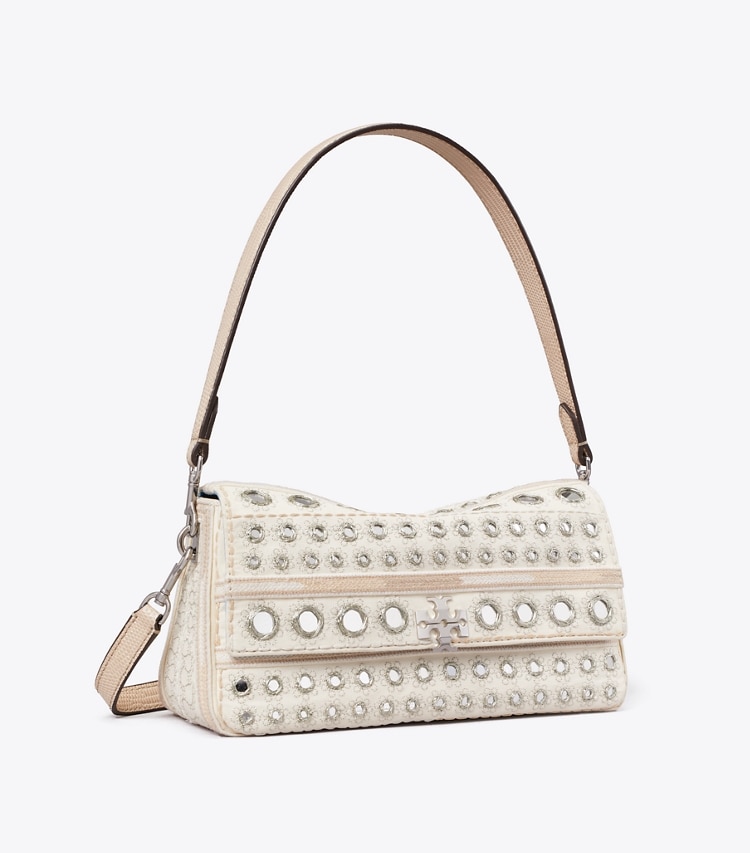Tory Burch designer schultertaschen Kleine verzierte Charlie Schultertasche in New Ivory angle