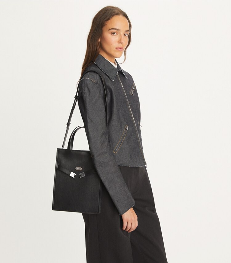 Tory Burch designer schultertaschen Kleiner Lee Radziwill Shopper in Black accessory on model