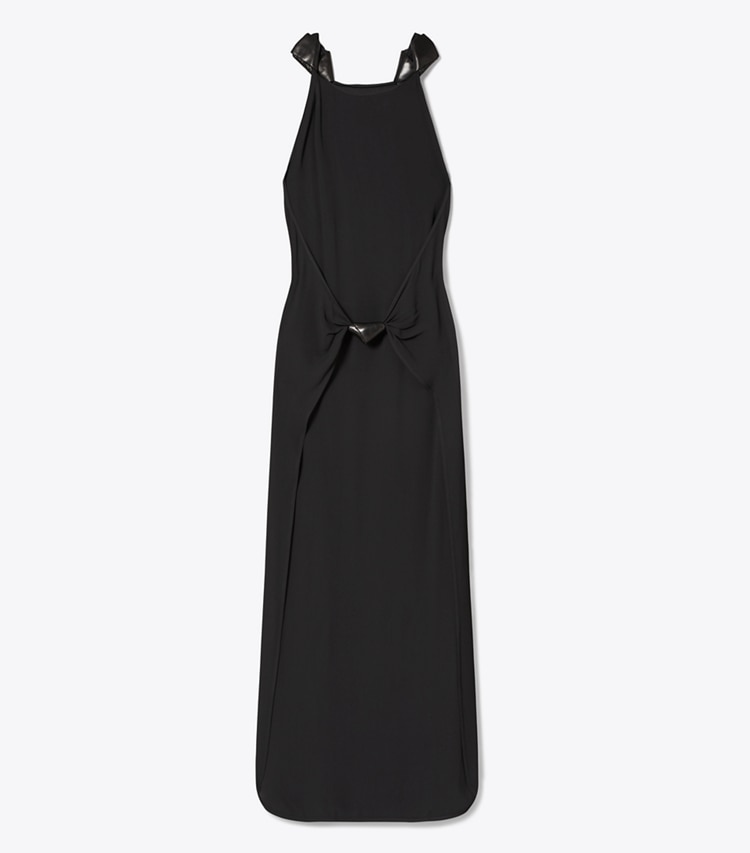 Tory Burch designer dresses Knotted Crepe Dress in Black front
