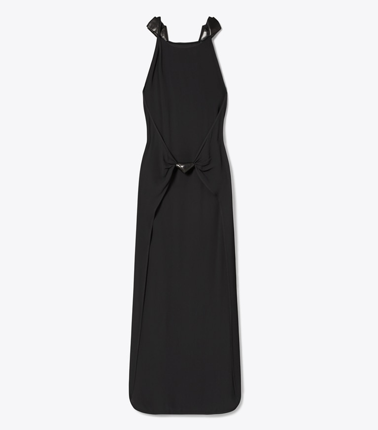 Tory Burch designer dresses Knotted Crepe Dress in Black front
