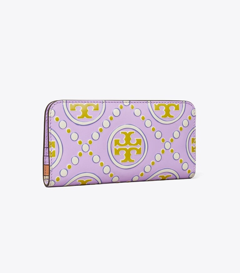 Kontrastierend geprägte, schmale Geldbörse mit Reißverschluss und  