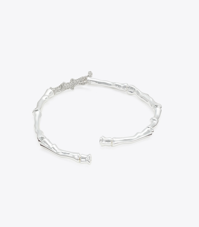 Tory Burch designer halsketten Korallen-Halskette in Light Silver / Crystal front