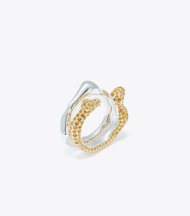 Tory Burch designer ringe Korallen-Ringset Curiosity  in Light Silver / Light Amber angle
