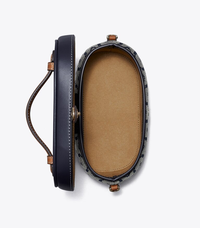 Tory Burch designer kleine taschen Kosmetiktasche mit T-Monogramm in Tory Navy angle