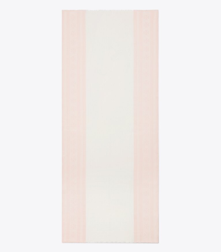 Tory Burch designer schals Länglicher Schal mit Logo und Streifen in Pink von oben