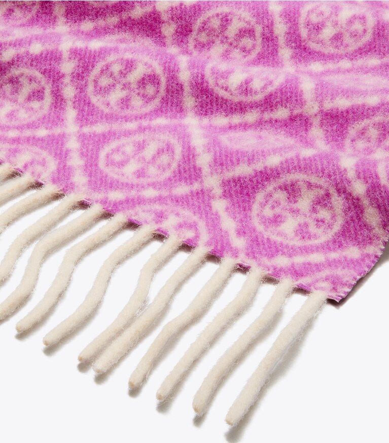 Tory Burch designer schals Länglicher Schal mit T-Monogramm in Magenta von oben