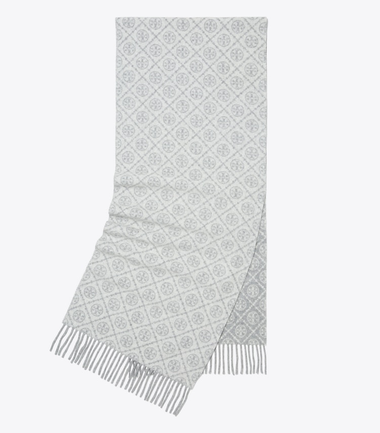 Tory Burch designer schals Länglicher Schal mit T-Monogramm in Gray folded