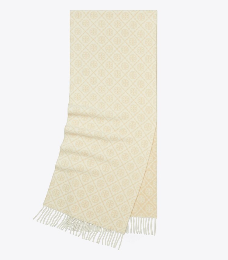 Tory Burch designer schals Länglicher Schal mit T-Monogramm in Ivory folded