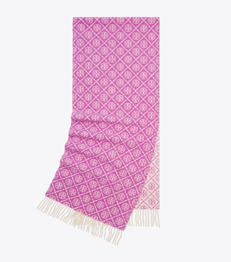 Tory Burch designer schals Länglicher Schal mit T-Monogramm in Magenta von oben