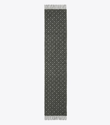 Tory Burch designer schals Länglicher Schal mit T-Monogramm in Black von oben