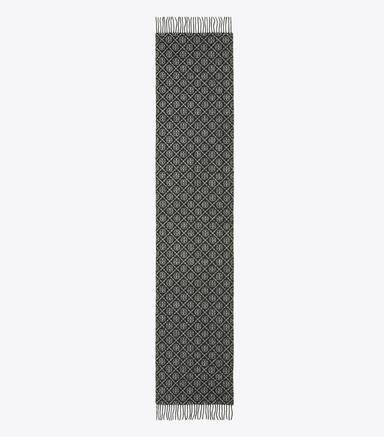 Tory Burch designer schals Länglicher Schal mit T-Monogramm in Black von oben