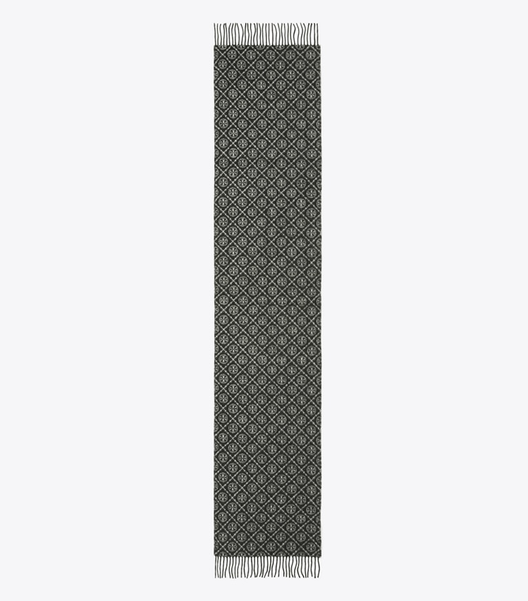 Tory Burch designer schals Länglicher Schal mit T-Monogramm in Black von oben