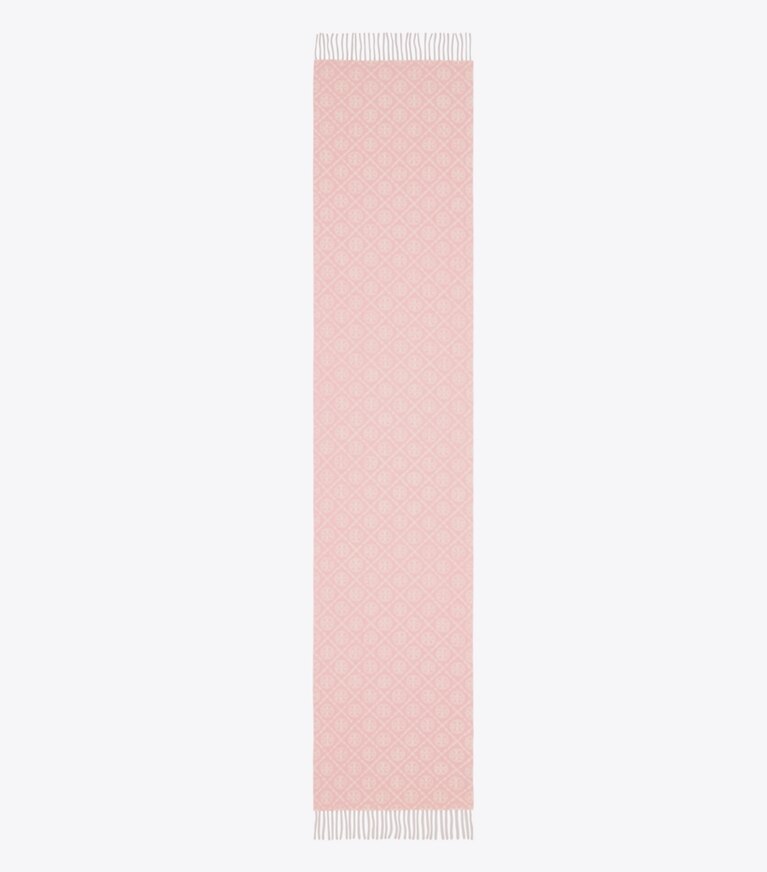 Tory Burch designer schals Länglicher Schal mit T-Monogramm in Pink von oben