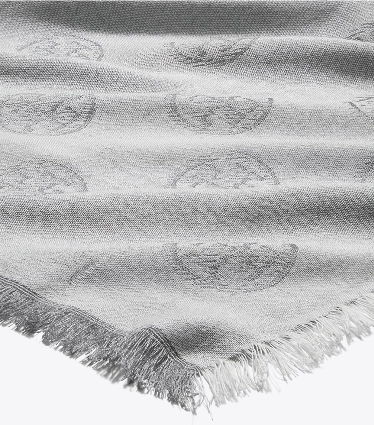 Tory Burch designer schals Längliches Traveler Tuch mit Medaillonlogo in Gray detail
