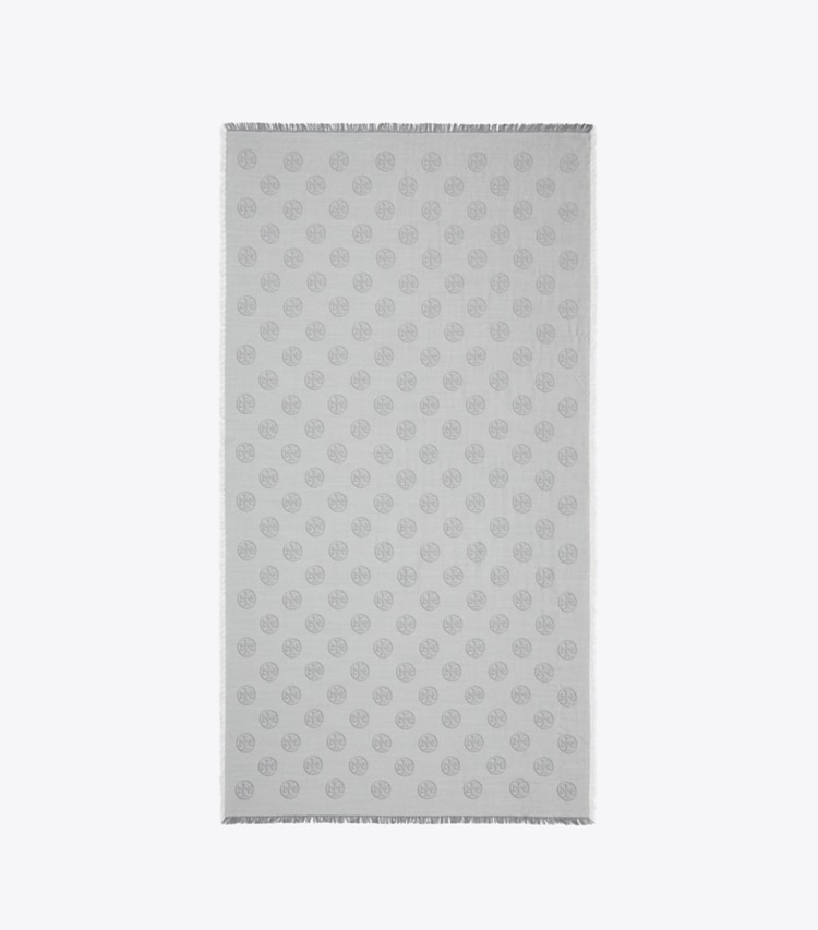Tory Burch designer schals Längliches Traveler Tuch mit Medaillonlogo in Gray von oben