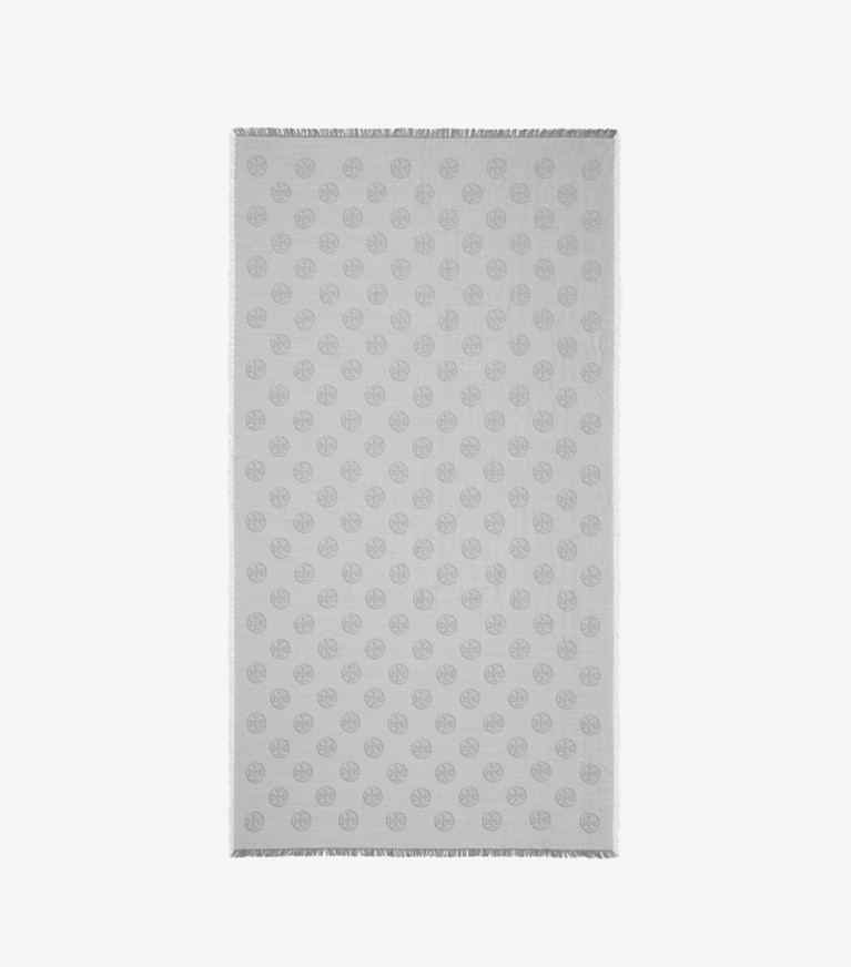 Tory Burch designer schals Längliches Traveler Tuch mit Medaillonlogo in Gray von oben