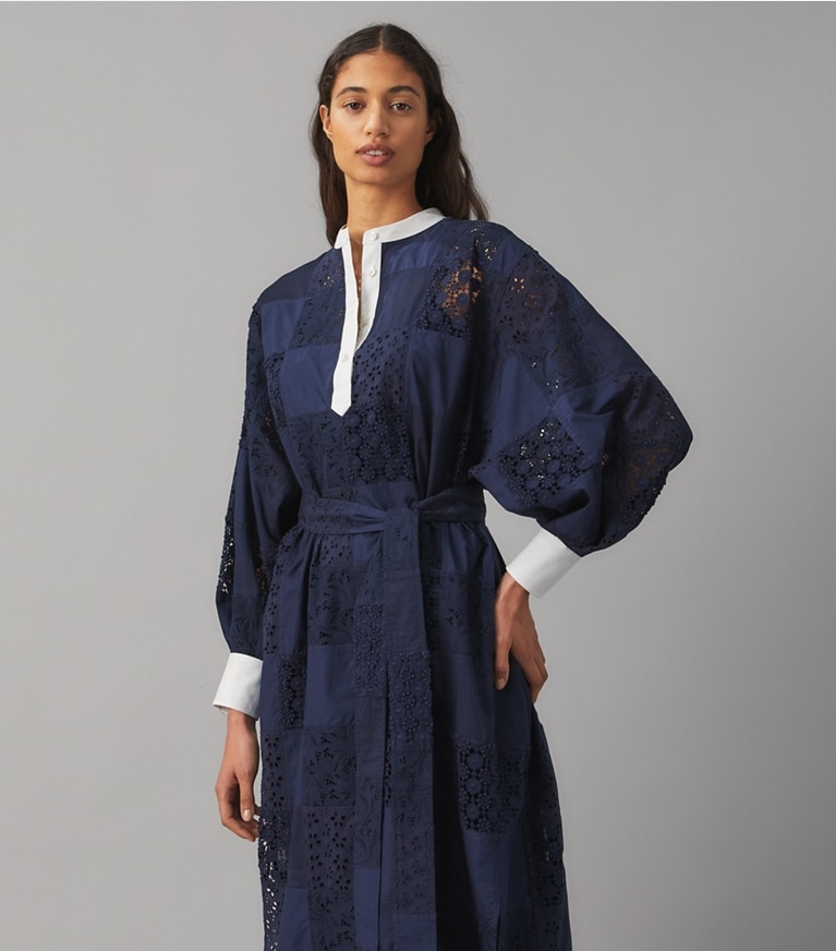 Tory Burch designer dresses Lace Patchwork Caftan in LACE PATCHWORK front
