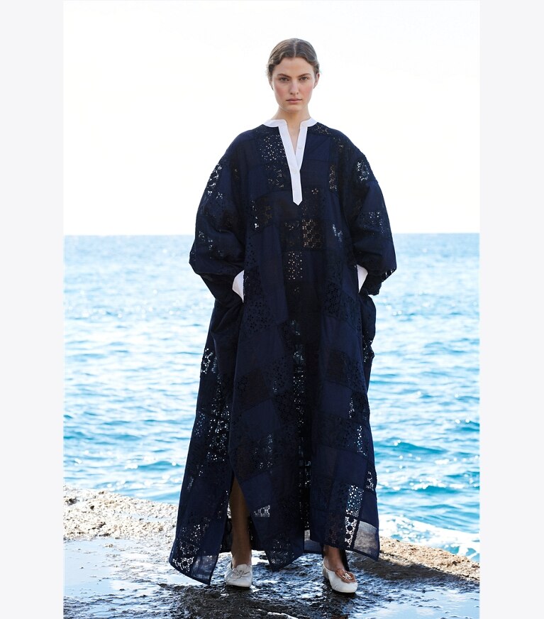 Tory Burch designer dresses Lace Patchwork Caftan in LACE PATCHWORK front
