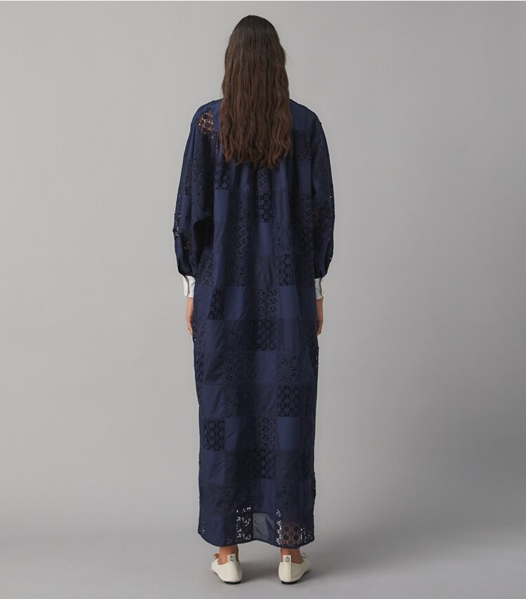 Tory Burch designer dresses Lace Patchwork Caftan in LACE PATCHWORK on model back