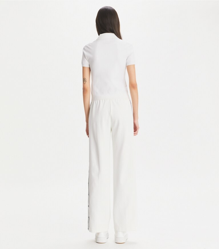 Tory Burch designer トップス レースアップ ポロセーター in White front