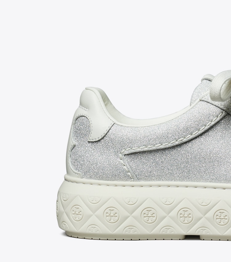 Tory Burch designer sneakers Ladybug Glitter Sneaker in ARGENTO / BLANC detail