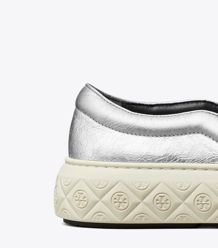 Tory Burch designer sneakers Ladybug Slip-On Sneaker in Silver angle