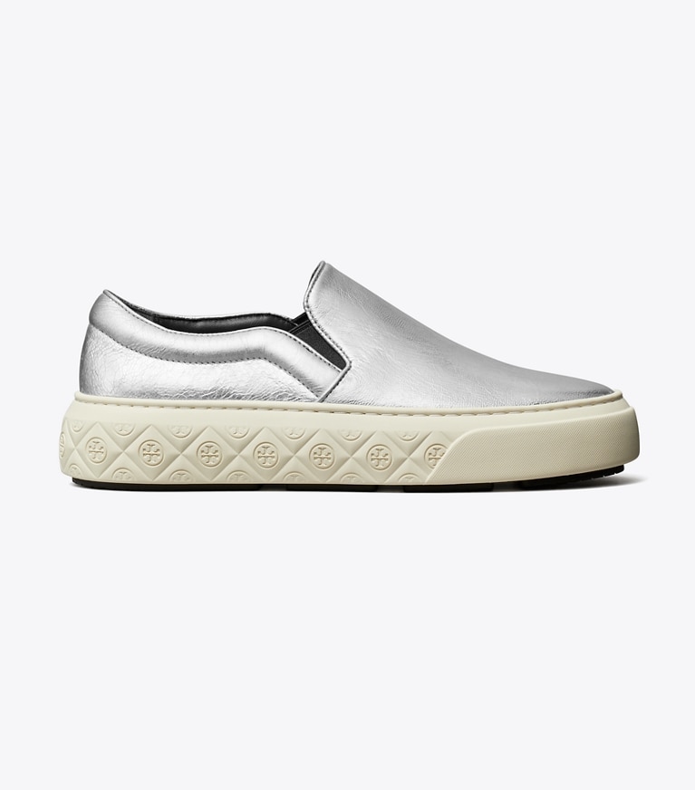 Tory Burch designer sneakers Ladybug Slip-On Sneaker in Silver angle