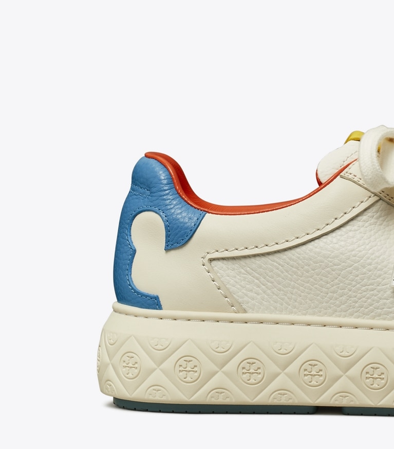 Tory Burch designer sneakers Ladybug Sneaker in WHITE / NEW IVORY / COBALT angle