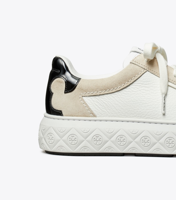 Tory Burch designer sneakers Ladybug Sneaker in TITANIUM WHITE / BLACK detail