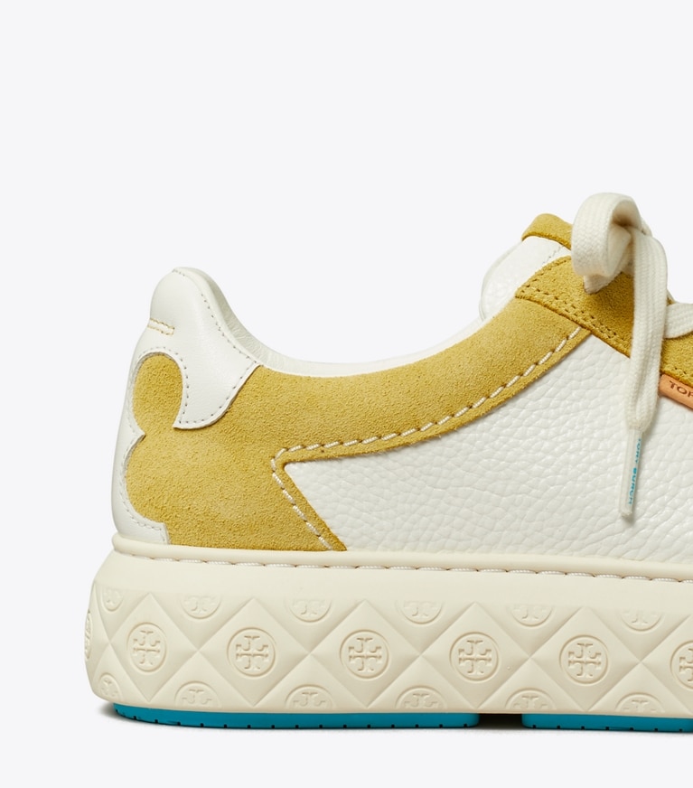 Tory Burch designer sneakers Ladybug Sneaker in PURITY / CORNBREAD angle