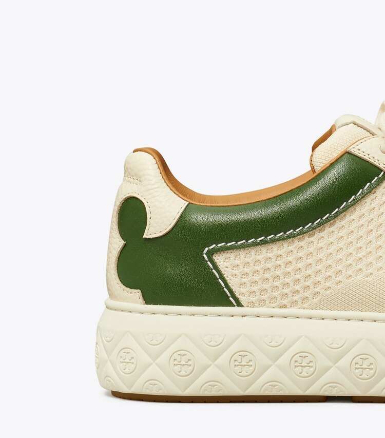 Tory Burch designer スニーカー レディーバグ ニットスニーカー in LIGHT CREAM / DARK CLOVER ディテール
