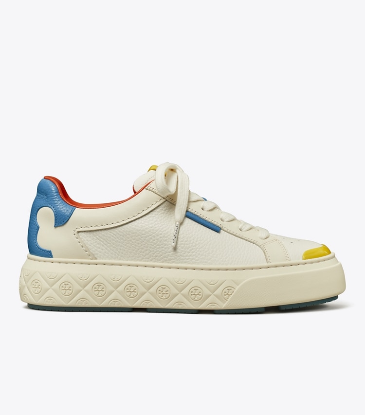 Tory Burch designer sneakers Ladybug Sneaker in WHITE / NEW IVORY / COBALT side