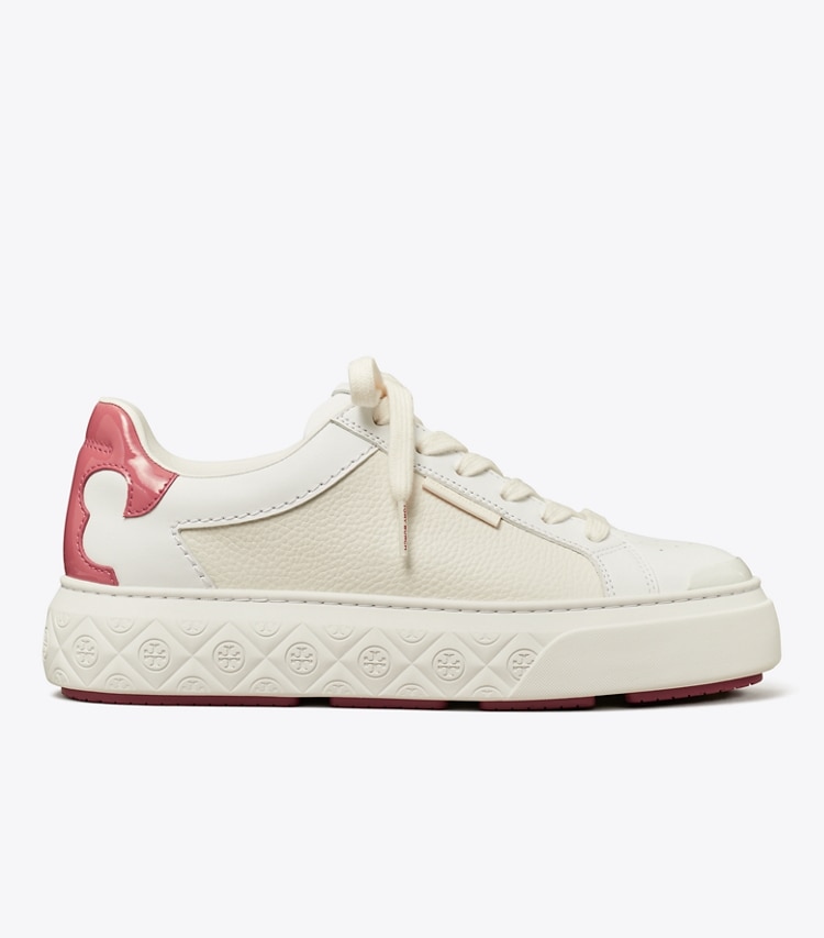 Tory Burch designer sneakers Ladybug Sneaker in TITANIUM WHITE / WASHED BERRY side