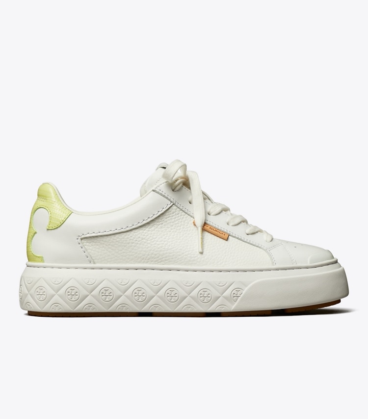 Tory Burch designer sneakers Ladybug Sneaker in PURITY / LIME GREEN side
