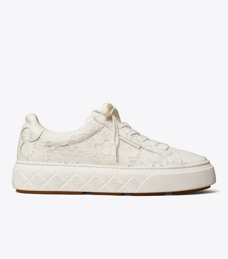 Tory Burch designer sneakers Ladybug Sneaker in TITANIUM WHITE / LACE side
