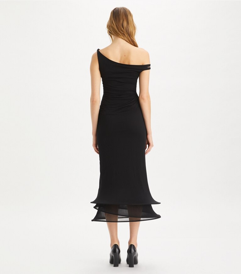 Tory Burch designer kleider Langes Hoop Kleid in Black on model back