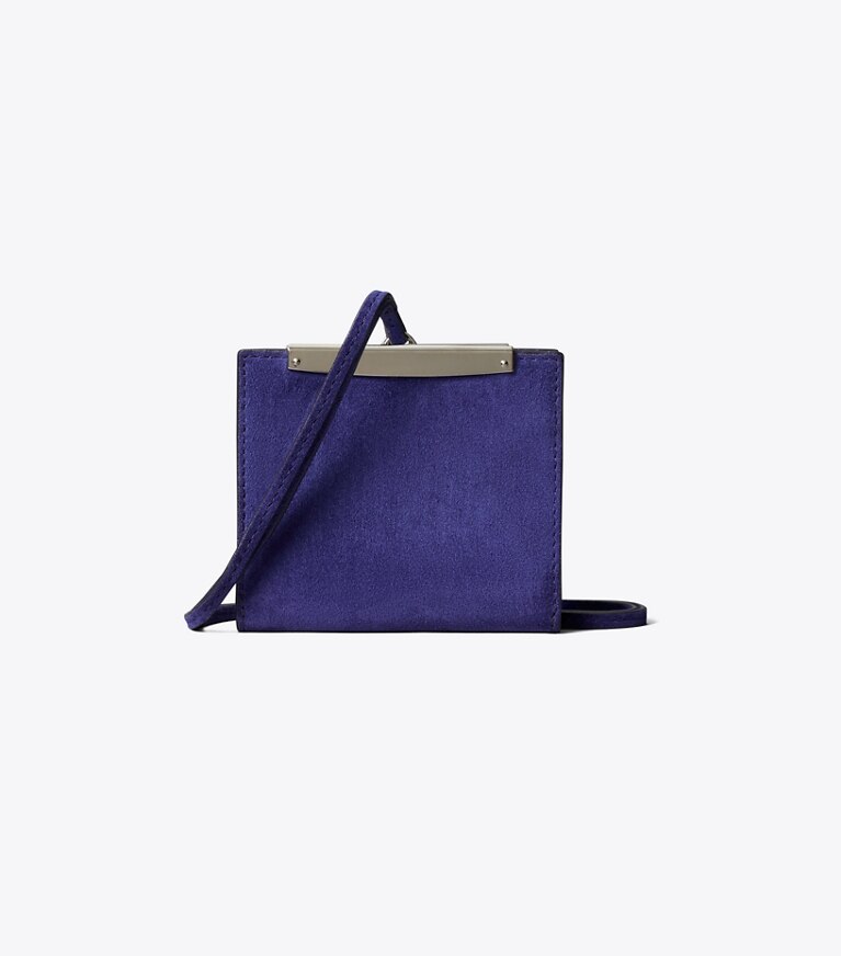 Tory Burch designer portefeuilles Lanière en suède dans Navy Day de face