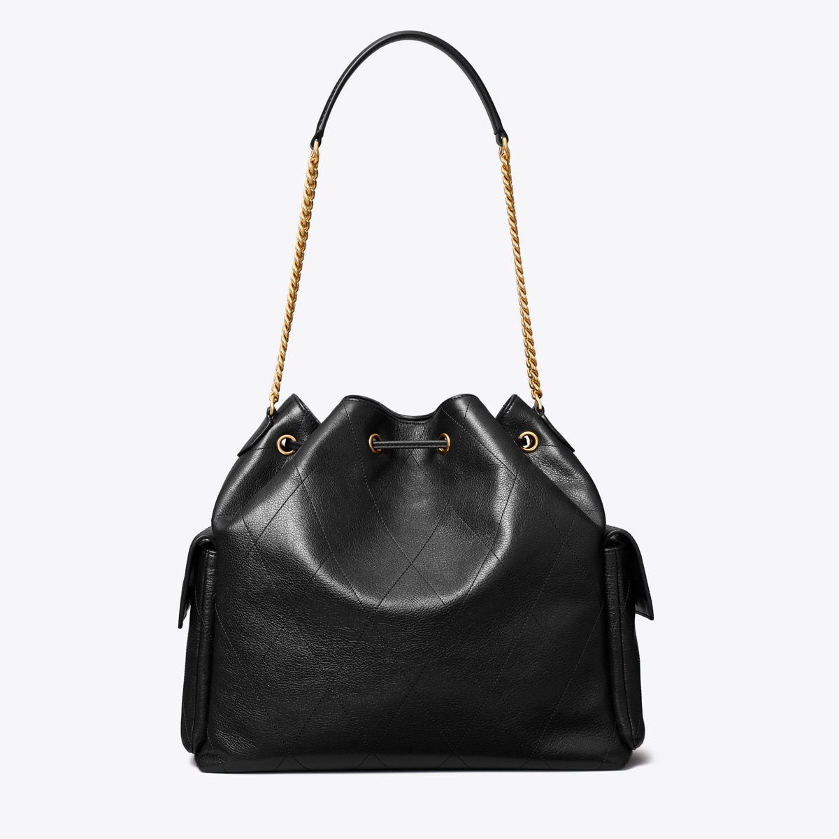 Tory Burch Black Quilted Leather Drawstring Backpack Tory Burch Charlie Quilted Leather Drawstring Bag Review  main image 3