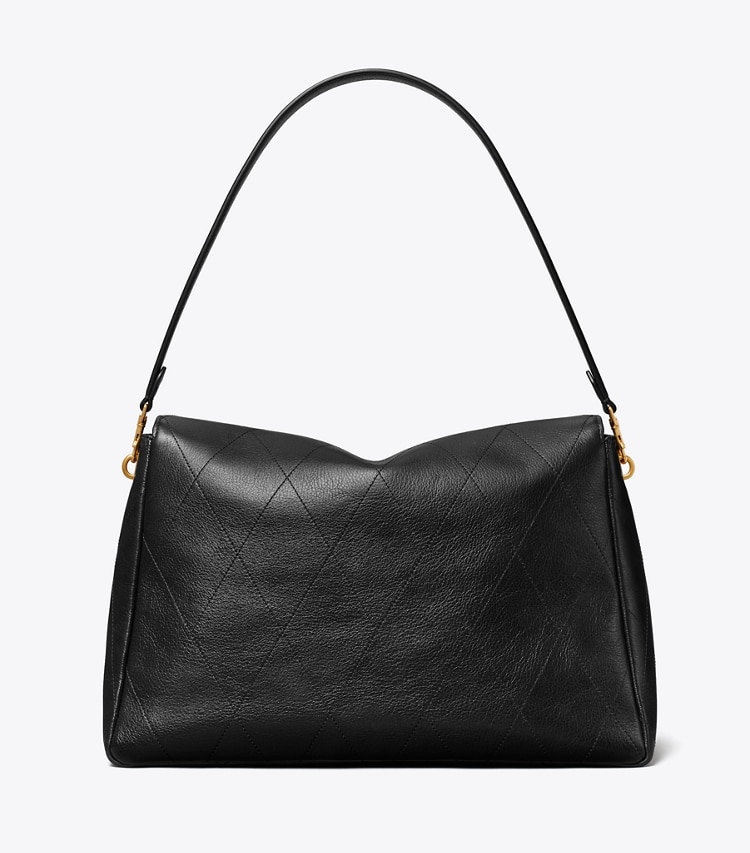 Tory Burch designer shoulder bags Large Charlie Quilted Shoulder Bag in Black back