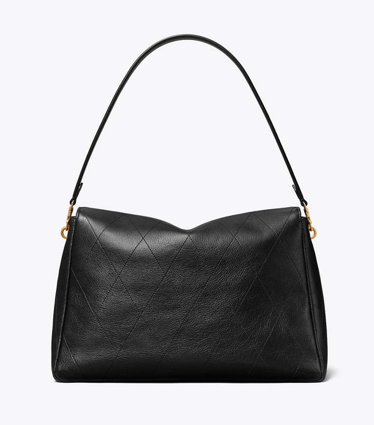 Tory Burch designer shoulder bags Large Charlie Quilted Shoulder Bag in Black back