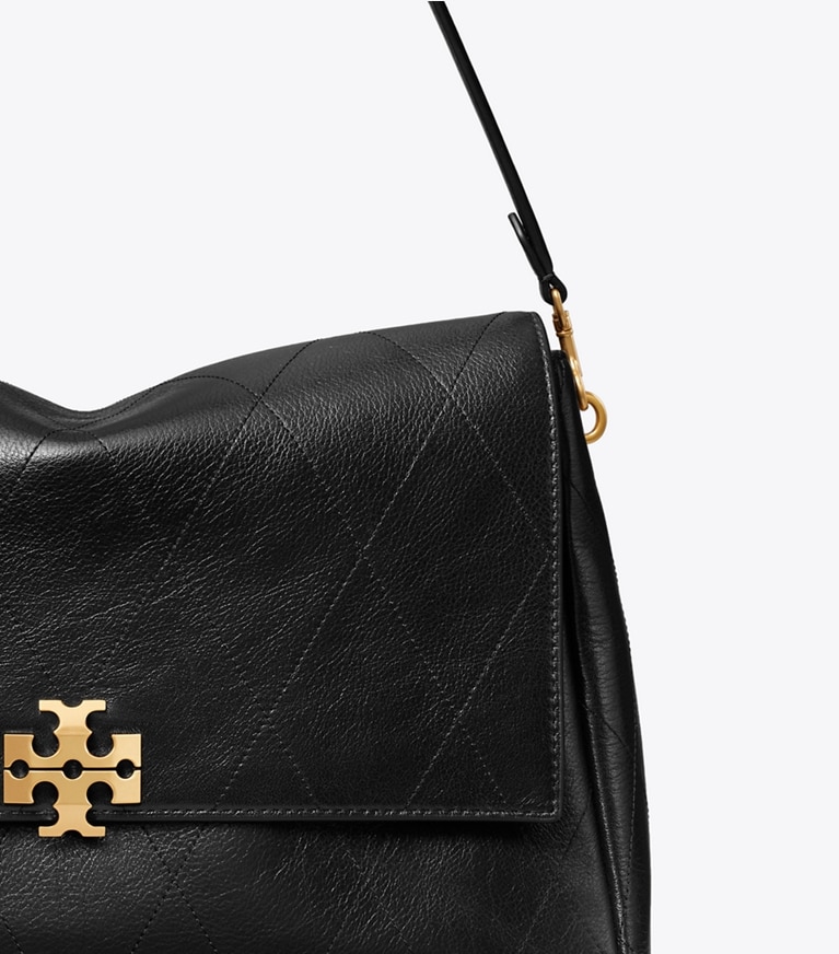 Tory Burch designer shoulder bags Large Charlie Quilted Shoulder Bag in Black detail